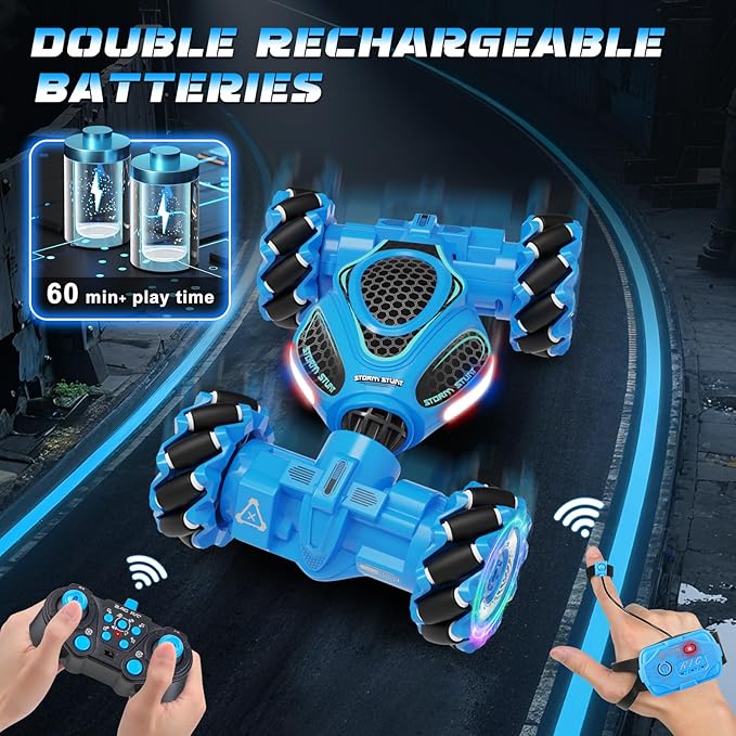 Gesture Sensing RC Stunt Car Remote Control 2.4GHz 4WD Hand Controlled Car Toys for Boys and Girls Ages 6-12 360° Rotating Drift RC Cars with Lights and Music Ideal Birthday and Xmas Gift