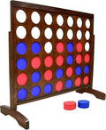 GoSports 4 Foot Width Giant Portable 4 in a Row Game Dark Wood Stain with Rules and Carry Bag