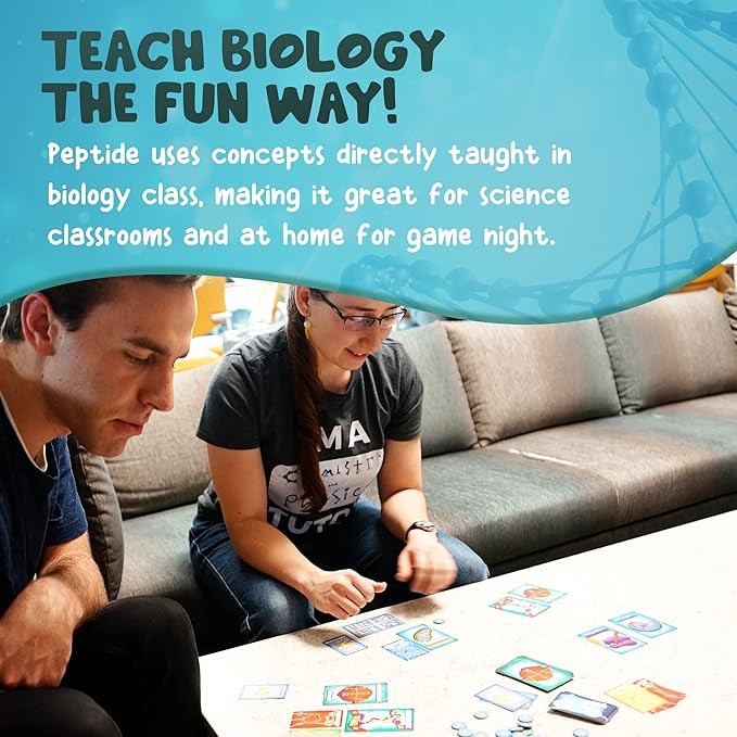 Genius Games Peptide: A Protein Building Game | A Strategy Card Game with Accurate Science for Gamers and Teachers | Teaches Amino Acids mRNA Organelles