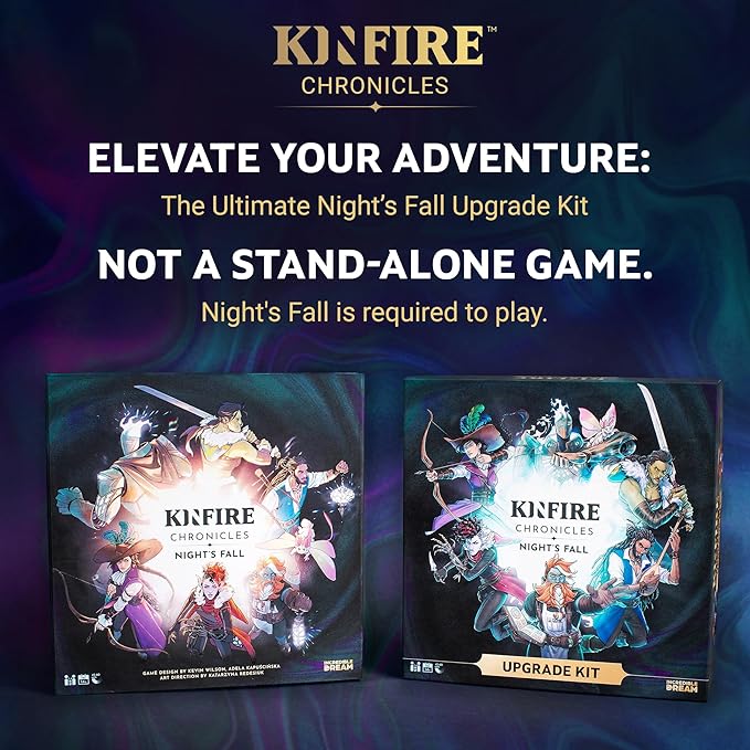 Kinfire Chronicles: Upgrade Kit Deluxe Accessory Pack with Metal Tokens Acrylic Standees Neoprene Mats Custom Sleeves Alternate Seeker Skins &amp DIY Quest Ages 14+(Not Standalone Needs Base G