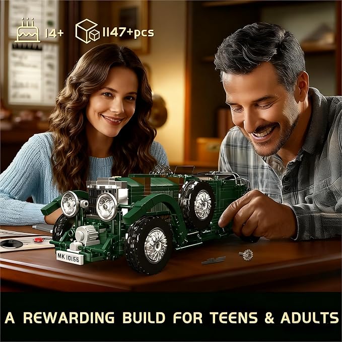 Mould King Classic Car Building Set MOC Blower Vintage Car Building Blocks Set Home Decoration Model Kit Display Construction Toy Gift for Adults Teens(1147 PCS)