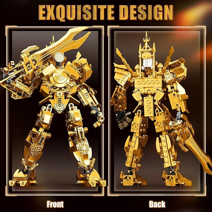 HIGH GODO Golden Clock Mech Robot Building Blocks Set Toilet Upgraded TV Figure Mech Model Building Kit Cool Creative Robots Toys Gift for Teens Adults 402 Pieces
