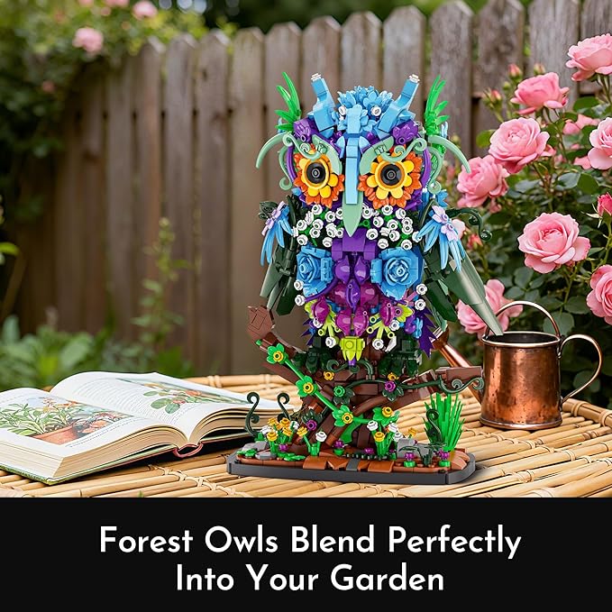Sillbird Flower Owl Building Sets for Adults Creative Gift Ideas for Women Men Mom Her Girlfriend Wife Home Decor Display or Table Centerpieces - Buildable Floral Animals Botanical Model Collection