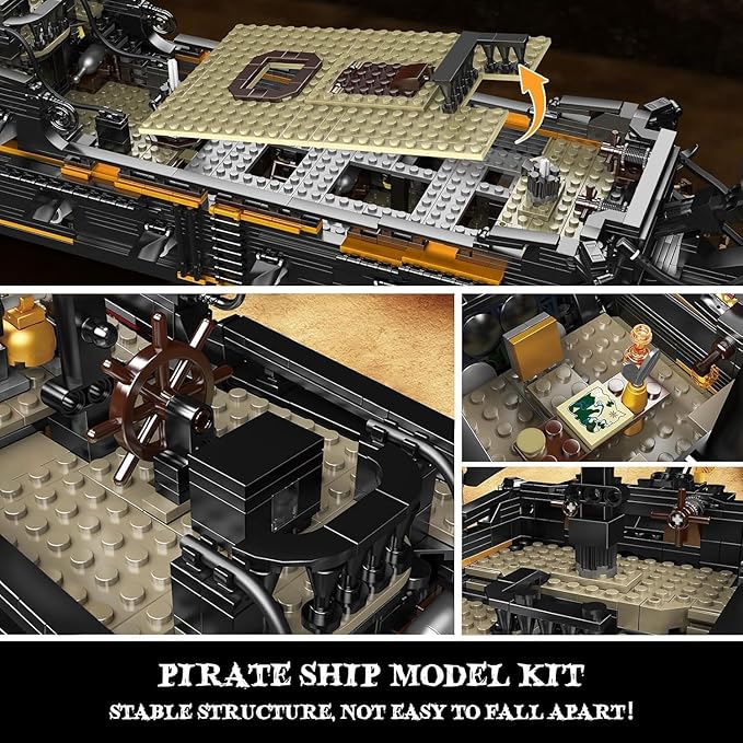 Mould King 13199 Pirates Ship Model Building Blocks Kits MOC Large Black Pearl Sailboat Model Construction Set to Build Gift for Age 14+/Adults Collections Enthusiasts (3180+ Pieces)