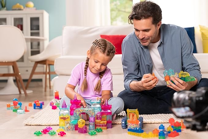 Jelly Blox Classic Castle Set | Includes 45 Pieces | Toddler &amp Preschool Building Blocks Kids Can Squeeze Stretch Squish | MESH ACCREDITED | Safety Tested &amp Ouch-Free | Sensory Play Toy for