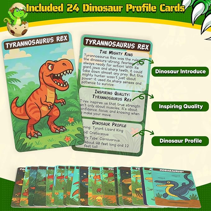Garybank Guess Dinosaur Who Am I Games for Kids 24 Educational Dino Cards with Facts &amp Inspiration Dinosaur Learning Toys for Developing Critical Thinking and Speech Therapy Age 6 and Up
