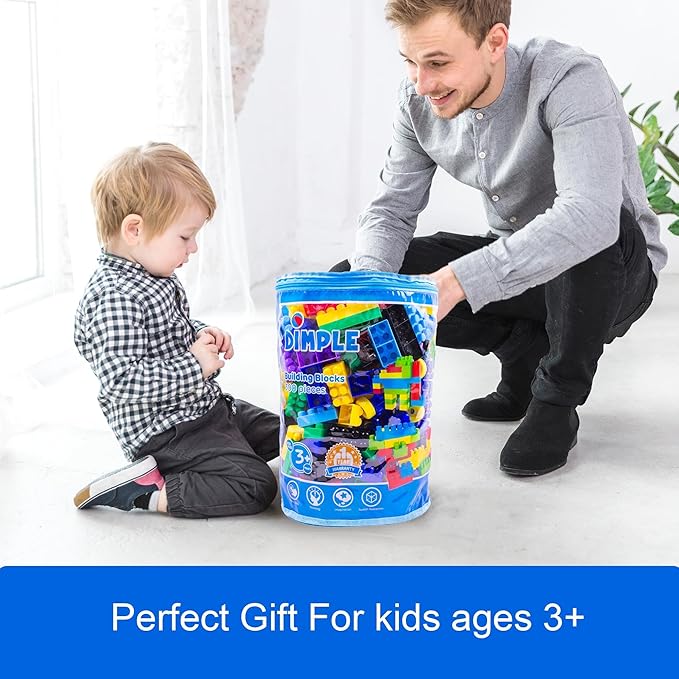 Dimple Building Blocks for Toddler (300 Pcs) Stacking Toys &amp Puzzle Games for Learning and STEM Fun Montessori Toys Educational Baby Blocks Age 3+ Toddler Boy &amp Girl Birthday for Kids