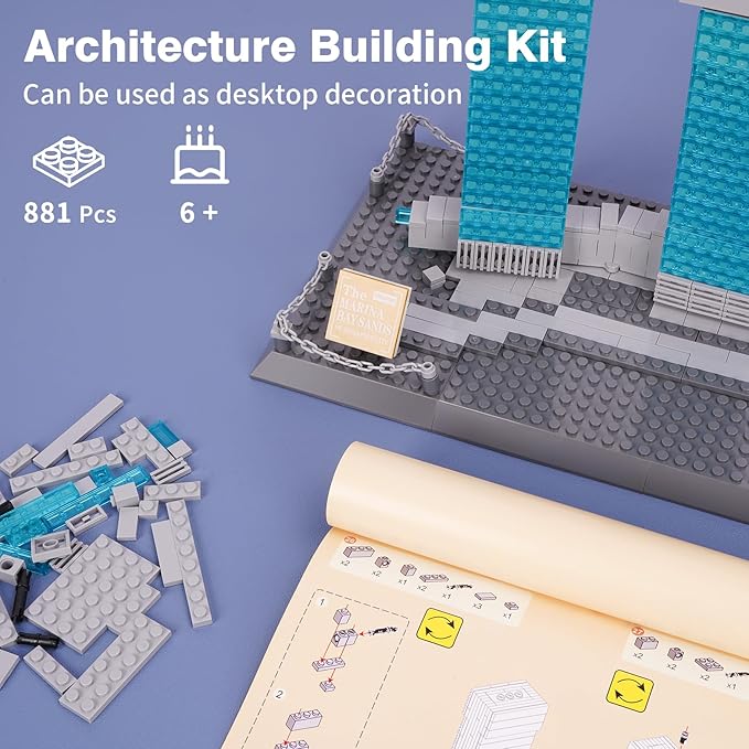 Oichy Building Blocks Set Marina Bay Sands Architecture Model Kits Collection Toy Building Sets for Adults and Kids(881 PCS)