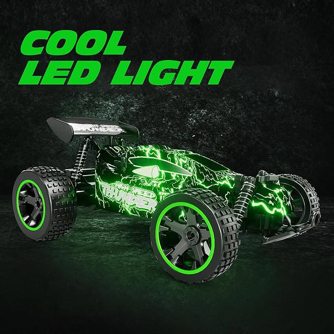 Tecnock RC Cars for Kids 1:18 Scale 2WD RC Car with LED Lights 2.4GHz Remote Control Car with USB-C Easy Charging &amp 50 Mins Playtime Toys Gifts for Boys &amp Girls Ages 8-12