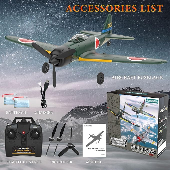 RC Plane 4 Channel Remote Control Airplanes 4-CH RC Airplane Ready to Fly Zero-Fighter Radio Controlled Aircraft for Beginners with Xpilot Stabilization System One Key Aerobatic Airplane
