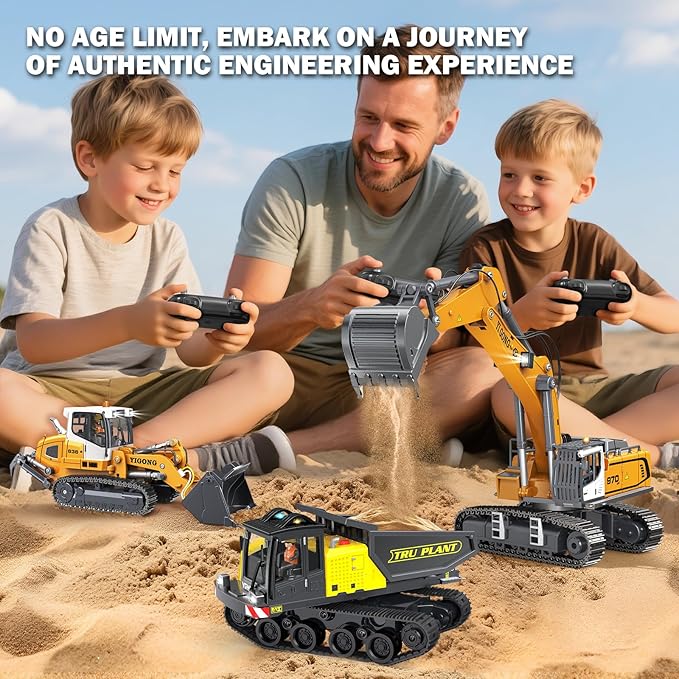 Adult Metal Mini 1:50 Remote Control Excavator is a Screw-Driven Excavator that Comes with Two Batteries and a Carrying case. It's an for Model Enthusiasts and Children