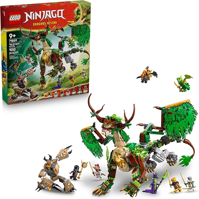 LEGO NINJAGO The Dragon of Life Building Toy for Boys &amp Girls - Poseable Dragon Toy Figure &amp Playset for Kids Ages 9+ - W/Mini Mech &amp 8 Minifigures for Pretend Play - Gift Idea for Birthd