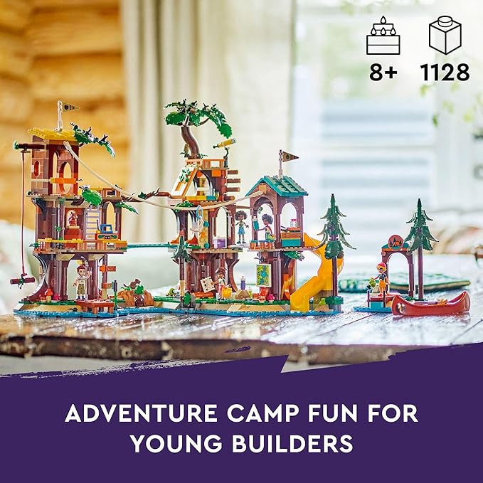 LEGO Friends Adventure Camp Tree House Building Toy - Pretend Play Toy Figures &amp Playsets for Girls &amp Boys Ages 8+ Years - with 5 Mini Dolls &amp 5 Animal Figures - Gifts for Kids - 42631