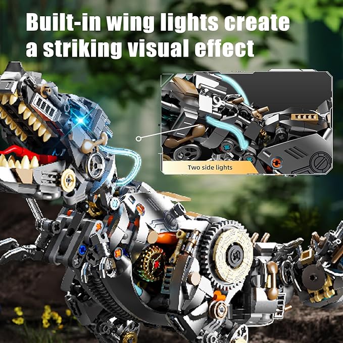 Mechanical Dinosaur T-Rex Building Set with Light- Compatible with Lego Sets Adult Birthday Gift Set for Boys Adults (1268 Pcs)