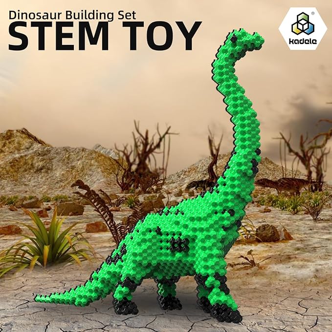 Fun Dinosaur Building Set 523PCS Green Brachiosaurus Creative Educational Toys Boys Girls 8+ Animal Figures Building Kit Model Jurassic Dino Blocks Toy Dispaly Present for Kids Adults