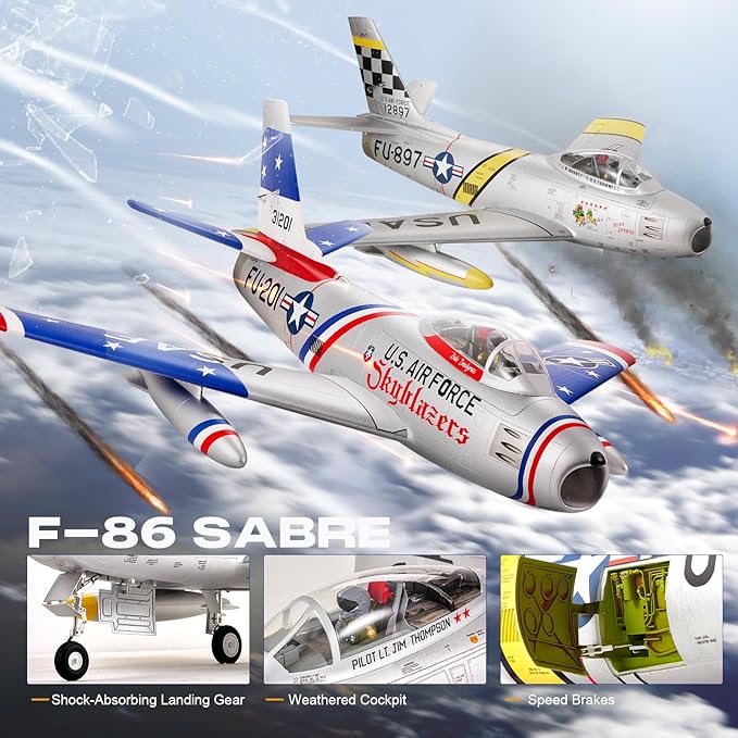 Fms Rc Planes for Adults Remote Control Airplane F-86 The Huff RC Airplane 6CH 80mm Hobby Rc Airplanes PNP (No Radio Battery Charger)