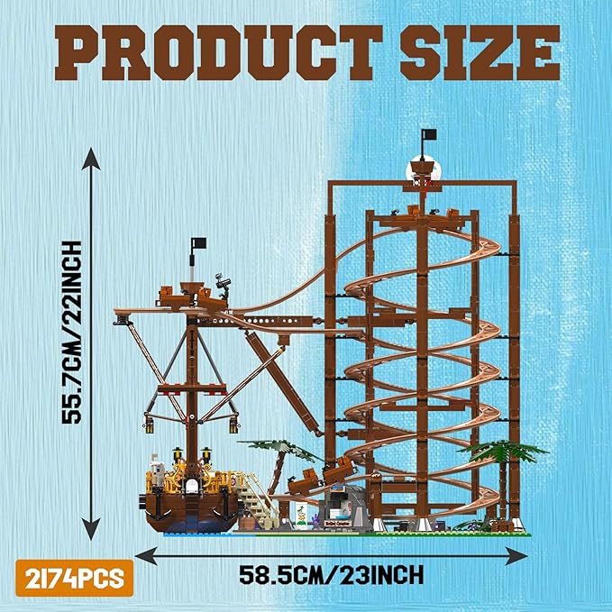 Roller Coaster Building Set Track Model Kit for Teens Boys Son Grandson Nephew Building Lovers. Kids Jigsaw Puzzle Christmas Birthday Gift -2174 Pieces (Double Helix)