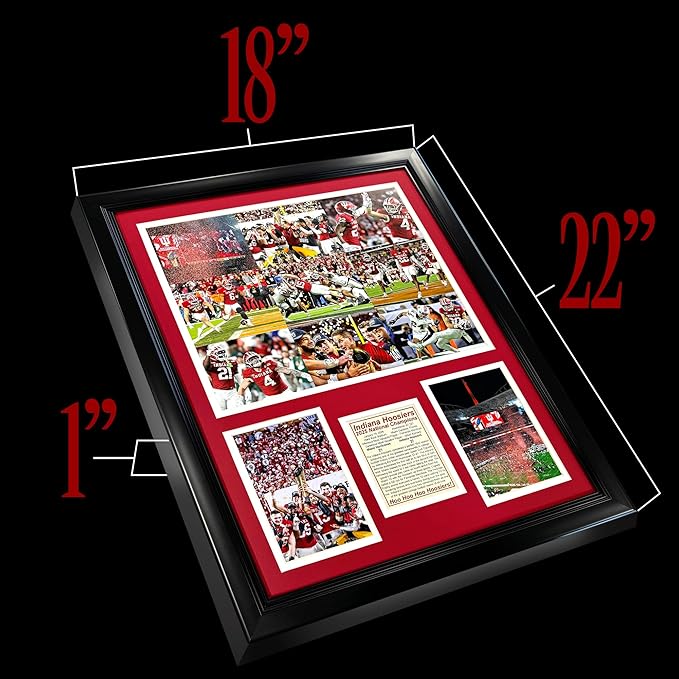 Indiana Hoosiers | 2025 CFP National Champions | Collectible Hoosier Football Memorabilia | Framed Picture &amp Photo Collage Gift Man Cave Wall Art Home &amp Room Decor | 2 Sizes &amp 2 Styles (