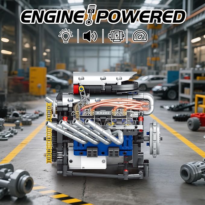 Mini V8 Engine Kit that Runs Building Set Technic Model with Motor Light &amp APP Control Mechanic Engineering Collectible for Adults Boys 14 Years &amp Up