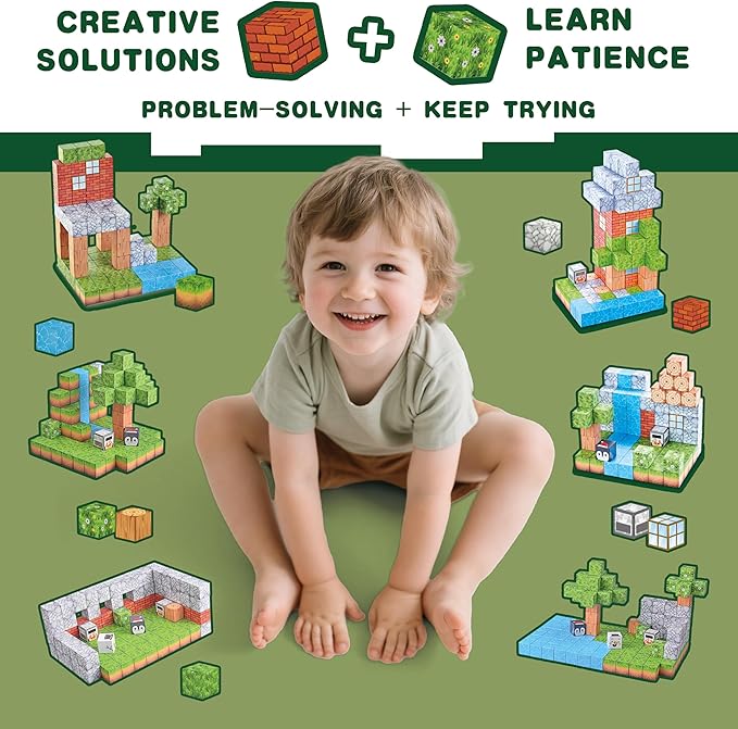 119PCS 1 in Big Size Magnetic Building Blocks Set Magnetic Tiles Kids Build Cubes STEM Game Toys Build Forest World Set Christmas Birthday Gifts for Boys &amp Girls Age 3 4 5 6 7 8 9 10+