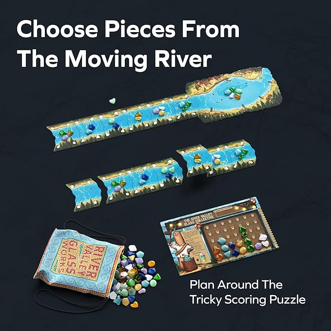 ALLPLAY - River Valley Glassworks Deluxe Edition Board Game for Families and Adults - Cozy Yet Clever Drafting Game - Colorful Tactile Pieces - Scoring Puzzle - 1 to 5 Players - 20 Minutes
