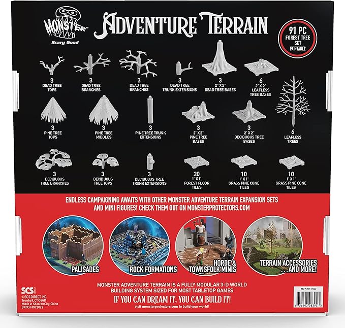 Monster Adventure Terrain 3D Dungeon Interchangeable Builder System - 91pc PAINTABLE Forest Tree Set- Build Modular Worlds in a Snap &amp Elevate Your Campaign- Compatible with DND Dungeons &amp Dra