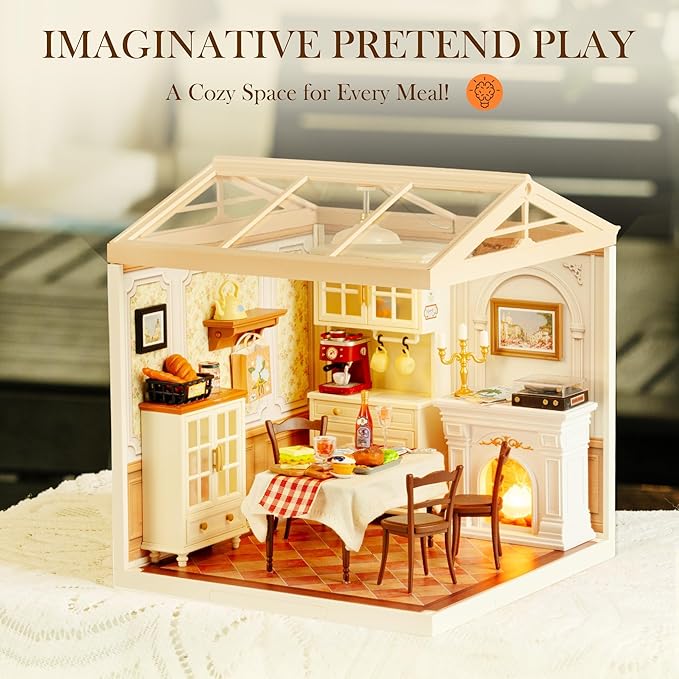 ROBOTIME Super Creator Toy Building Set DIY Miniature House Kit with LED Tiny Room Making Kit Expandable Plastic Craft Toy for Creative Play Home Decor Unique Hobby Gift