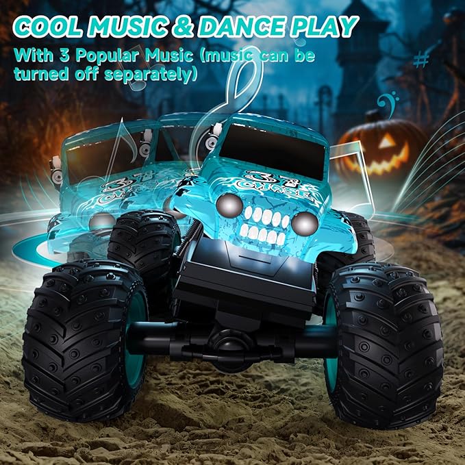 2.4Ghz Remote Control Monster Trucks for Boys Age 4-7Zombie Monster Truck Toys with Stunt 360°Spin &amp Drift 1:20 Scale Remote Control Car with Light &amp Sounds Gift for 3 5 6 8 Year Old Boys&
