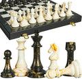 15 Large Chess Set for Adults with Extra 2 Queens Weighted Acrylic Pieces-3.5 King w/Leather Base Portable Folding Marbling Wooden Chess Board - Travel/Family Game &amp Elegant Gift