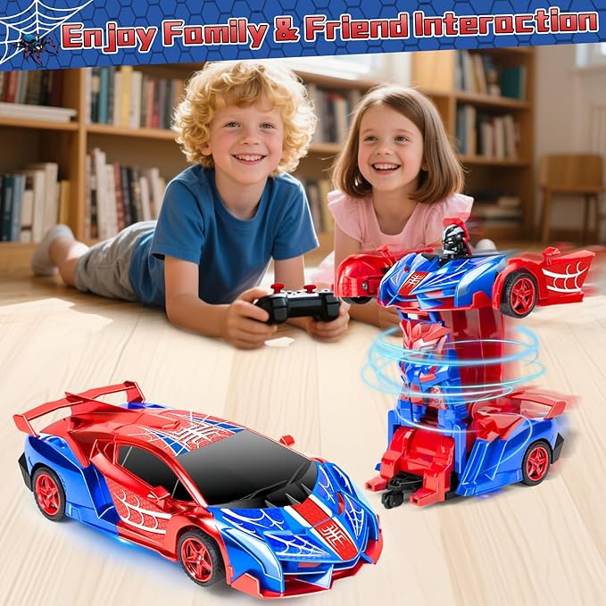 Spider Remote Control Car Spider Robot RC Car for Boys Transformation 2 in 1 Racing RC Cars Toy One Button Deformation &amp 360°Drifting for Boys Ages 3 4 5-12 Birthday