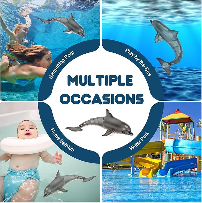 Remote Control Dolphin Toys for Kids 2.4G High Simulation Oceanic RC Dolphins Fish Toys for Swimming Pool Bathroom 2x600mAh RC Boat Water Toys Great for 6+ Year olds Boys Girls Kids Gray