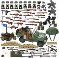 Feleph WW2 Military Vehicles Weapons Pack 282 Pieces US Army Building Block Toy Set WWII Car Tricycle Gear Helmets Vests Tools Bricks Model Compatible with Soldier Figures for Ages 6 and Up