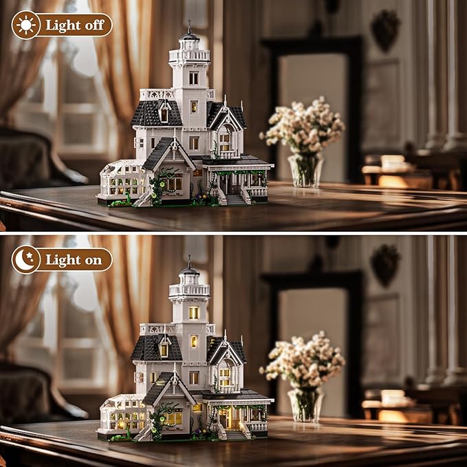 Magic House Building Set with LED Light Owens House Blocks Toy Creator Architecture Model Building Kit Compatible with Lego Horror House Home Office Decor Gift for Adults (1877PCS)