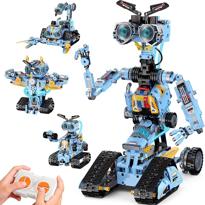 zinat 4-in-1 STEM Robot Building Kit with Remote Control Multiple Robot Designs Educational DIY Blocks Toy Birthday for Kids 6-14 &amp Adults - 824Pcs