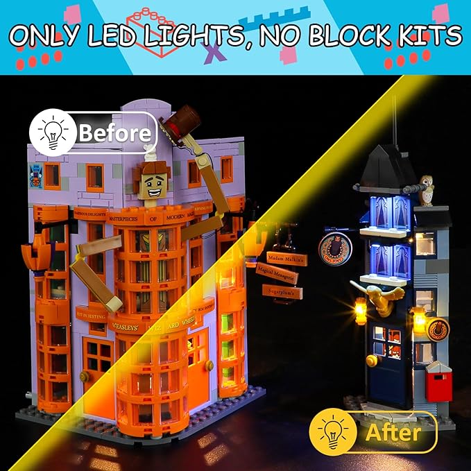 LED Light Kit for Lego 76422 Diagon Alley: Weasleys' Wizard Wheezes Set Compatible with Lego 76422 Building Blocks Model(Not Include Blocks Set)
