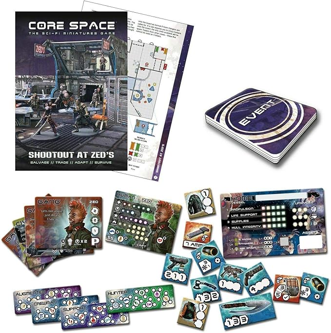 Battle Systems Core Space Shootout at Zed’s Expansion Set - Miniatures - Board Game - Event Cards - Modular 3D Terrain - Wargaming BSGCSE001