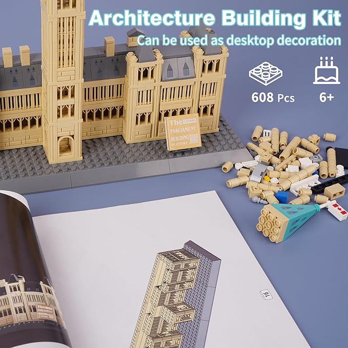 Oichy Parliament Hill Model Building Kits World Famous Architectural Building Blocks Set Ottawa Parliament Toy Set for Adults and Kids(608 PCS)