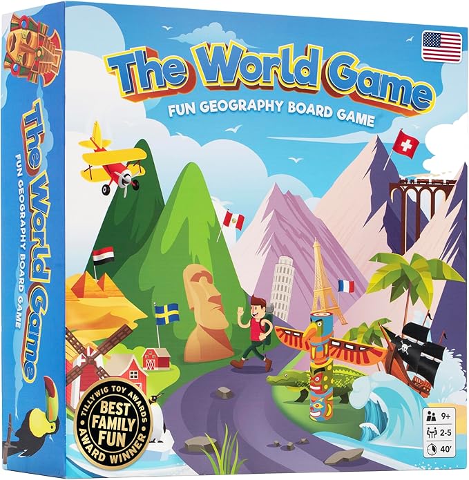 The World Game - Fun Geography Board Game for Easter - Educational Game for Kids &amp Adults - Cool Learning Gift Idea for Teenage Boys &amp Girls 2-5 Players