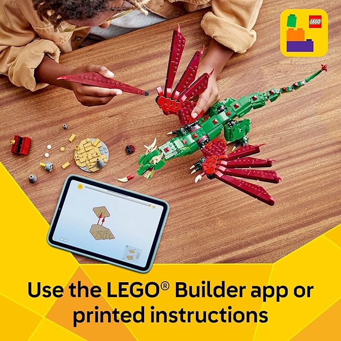LEGO Creator 3 in 1 Medieval Dragon Toy - Building Toy with 3 Build Options Dragon Sea Serpent or Phoenix - Fantasy Set for Kids Boys and Girls Ages 9+ - Gift Idea for Birthdays - 31161