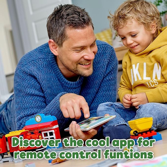 LEGO DUPLO Town Steam Train Set - Battery Powered Remote Control Train Toys for Toddlers - Learning Toy for Boys Girls and Kids 2-5 - Gifts for Birthdays &amp Holidays - 10874