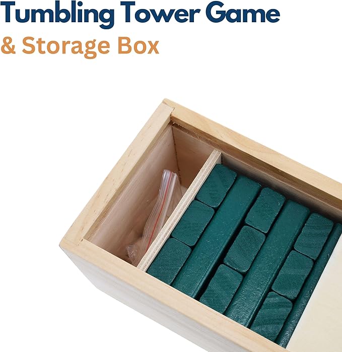 WE Games Wooden Block Stacking Party Game for Adults Tumble Tower Wedding Guest Book Alternative Tabletop Games Includes Storage Case 12 inches