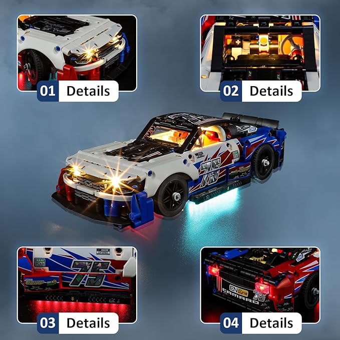 LED Light Kit for Lego 42153 Technic NASCAR Next Gen Chevrolet Camaro ZL1 Set Compatible with Lego 42153 Building Blocks Model(Not Include Blocks Set)