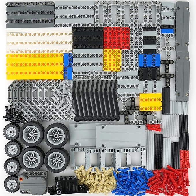 MALEKO Technical Parts Accessories Sets Over 540 Pieces EV3 Replacement Building Bricks Kit-Pullback Motor Beams Liftarm Wheels Axles Pins Frame