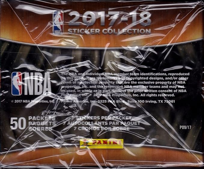 NBA All teams 2017/18 Panini Basketball Sticker Refill Box (50 Count) Small Black