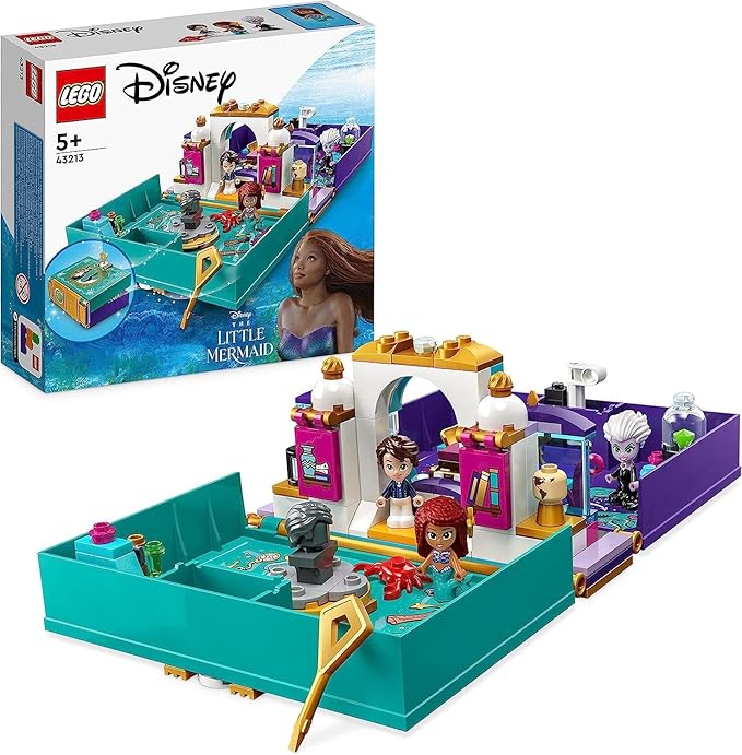 LEGO Disney Princess The Little Mermaid - Story Book Building Kit with Disney Princesses Gift for Children from 5 Years with Ariel Prince Eric and Ursula Plus Crab Figure by Sebastian 43213