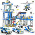 City Police Station Toy Building Set - 890 Pieces Helicopter Police Car and Truck Patrol Boat Coast Guard Headquarter Toy - Ideal Creative Roleplay Gift for Kids Boys and Girls Ages 6-14