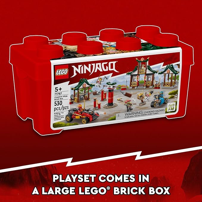 Lego NINJAGO Creative Ninja Brick Box 71787 Toy Storage Bricks to Build Dojo Ninja Car Motorbike 6 Minifigures &amp More Toys for Kids 5 Plus