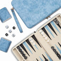 Backgammon Sets for Adults Classic Board Game with Folding Faux Leather Backgammon Case Portable Travel Backgammon Game Set (Blue)
