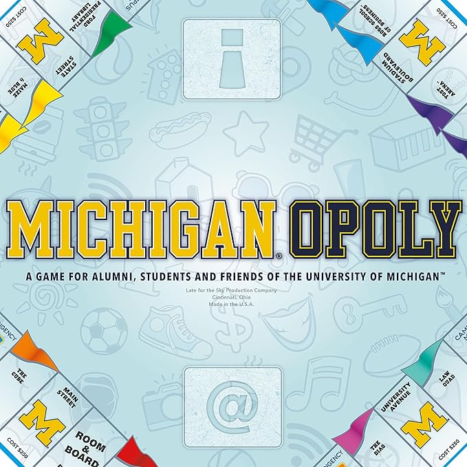 Late for The Sky: Michigan-Opoly - University of Michigan Themed Family Board Game Opoly-Style Traditional Play Or 1 Hr Version Age 8+ 2-5 Players