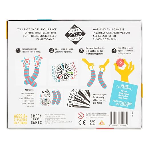 Green Brothers Games | The Sock Game | Board Game | Ages 8+ | 2+ Players | 5-30 Minutes Playing Time